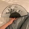 Vintage Style Chinese Japanese Folding Fan Plastic Colorful Folding Fan Folding Crafts Shank Classical Dance Fan Outdoor