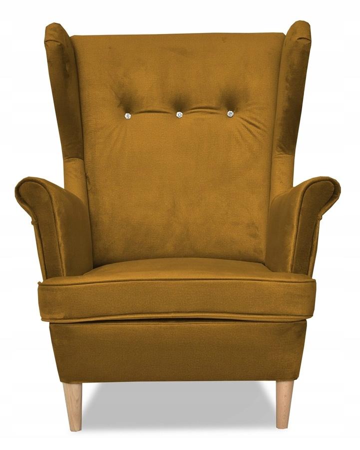 ARI Scandinavian Family Meble Wing Chair, Gold Mustard Velvet