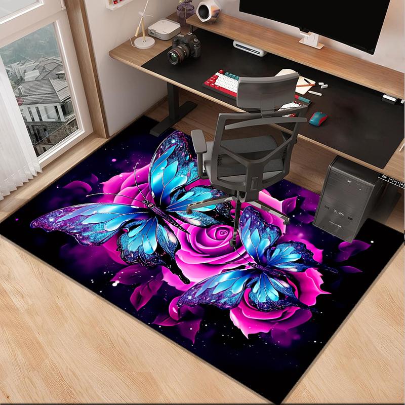 Neon Butterfly Dreamscape Office Rug Chair Mat, Entryway Carpet, Suitable for Front Door, Bedroom, Living Room, Desk, Holiday Gift