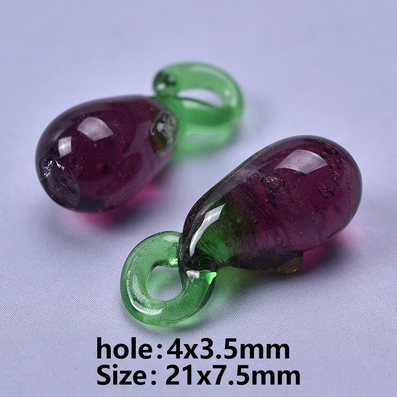 15pcs Mixed Glass Pepper Cherry Cabbage Pendants For Jewelry Making Supplies Red Apple Fruit Charm Pendant DIY Keychain Material