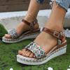 Geometry Striped Wedge Sandals for Women Summer Lightweight Beach Shoes Woman Plus Size Fashion Buckle Strap Platform Sandalias