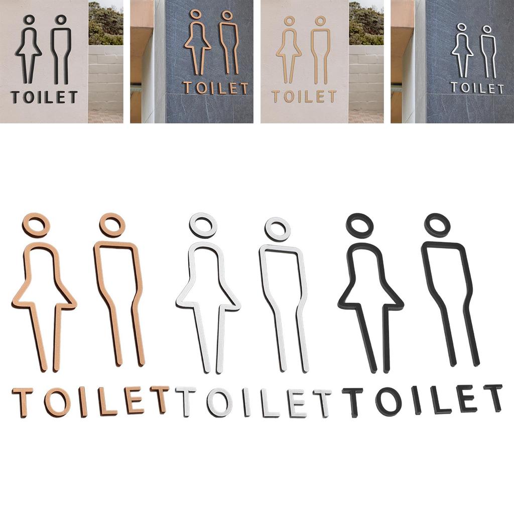 2 Pezzi Segnali WC Uomo Donna Targhe Decorative Senza Foratura Hotel Segnale WC