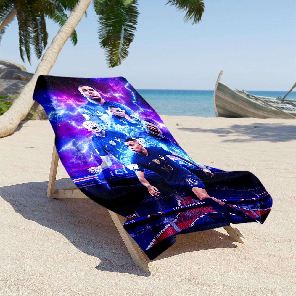 Star Player Kylian Mbappé Beach Towel Super Soft Microfiber Quickdry Fabric Comfortable Lightweight