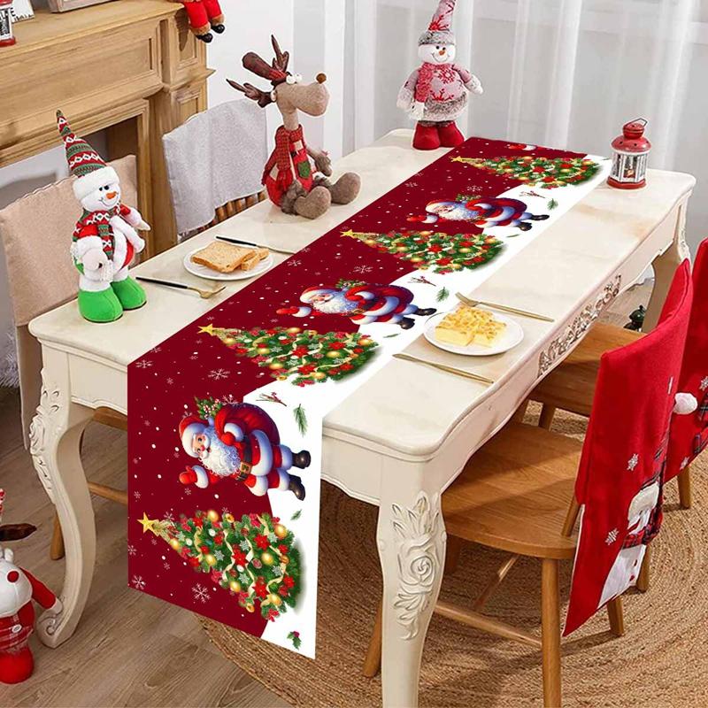 Santa Claus Christmas Table Runner Christmas Decorations For Home 2026 Xmas Table Flag Navidad Noel Gifts New Year Tablecloth