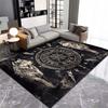 Viking Wolf Rug - Norse Rune Polyester Non-Slip Mat for Office/Bedroom/Living Room