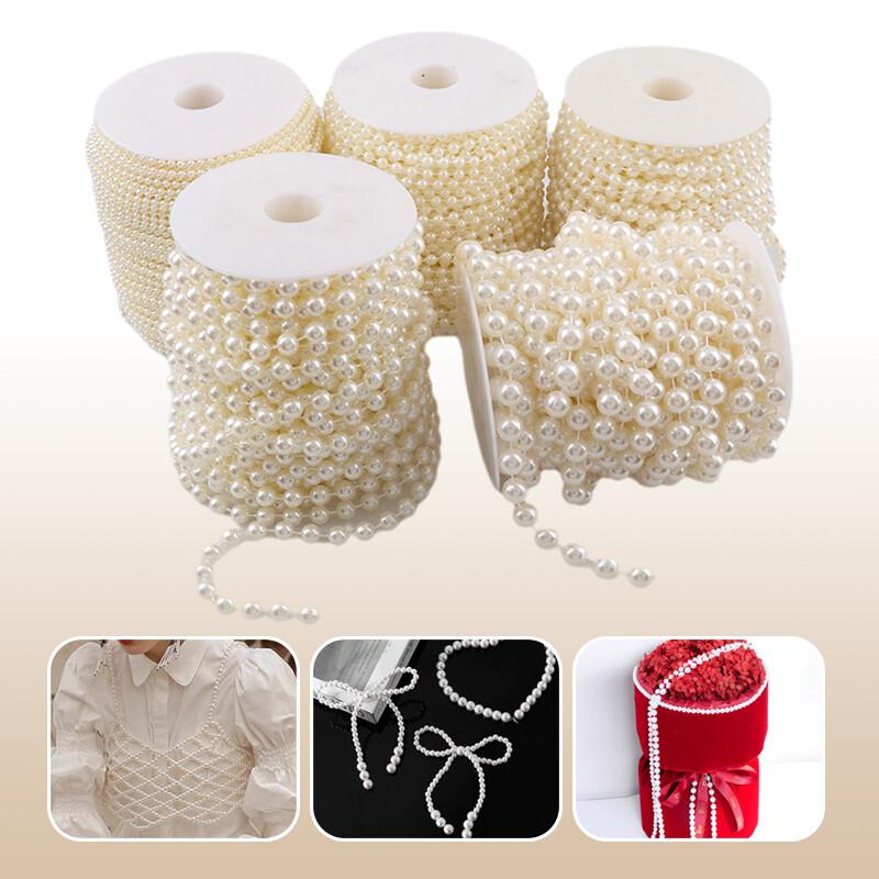 5M Artificial Imitation Pearl Round Beads Chain Wedding Flower Home Decoration DIY Wedding Bridal Bouquet Flower Decor