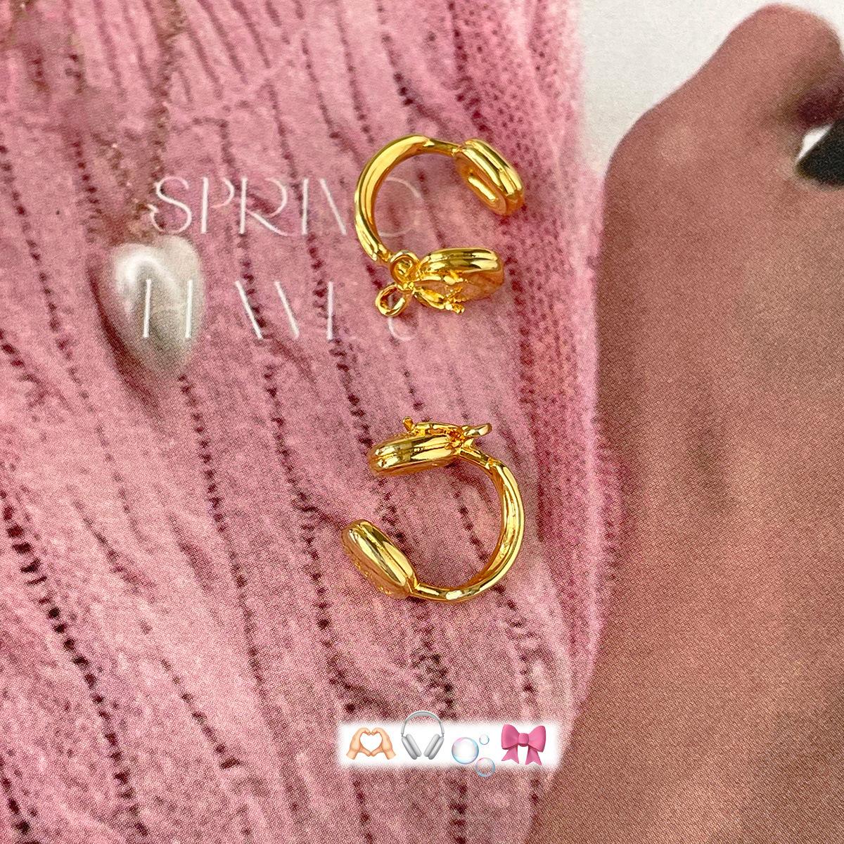 

Xiaoxiangfeng Милый Универсальный Бант Ушной Клипса Женский Нишевый Уникальный Продвинутый Дизайн Наушники Ушная Кость Клипса Новинка copper