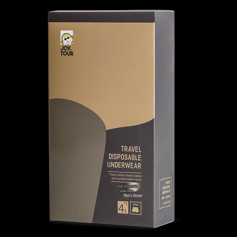 JOYTOUR Men's Pure Cotton Disposable Boxer Briefs, White 4-Pack