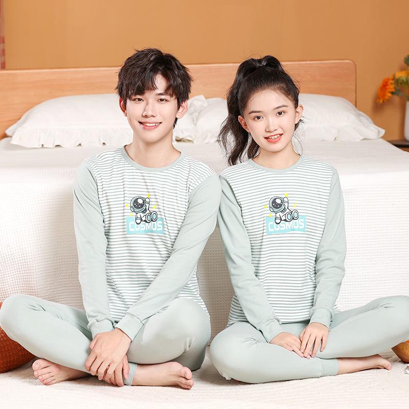 Kids' Autumn Cotton Flannel Pajama Set - Warm Long Johns and Base Layer for Boys and Girls