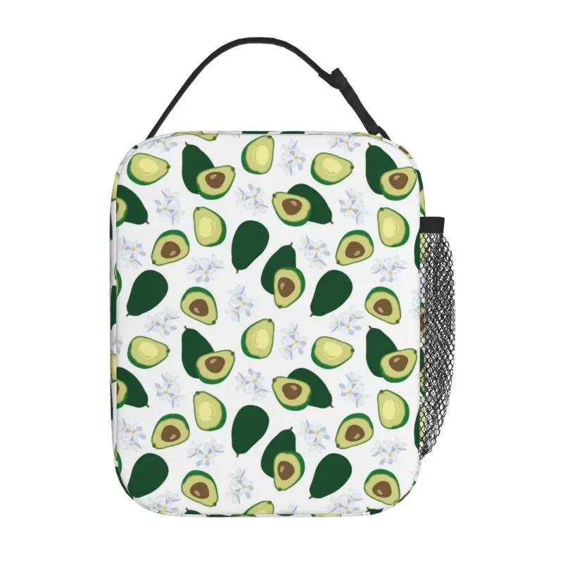Süße Avocado-Print Isolierte Lunchtasche Wiederverwendbar Tragbar Wasserdicht Brotdose Thermokühler Oxford-Tragetasche für Reise Picknick