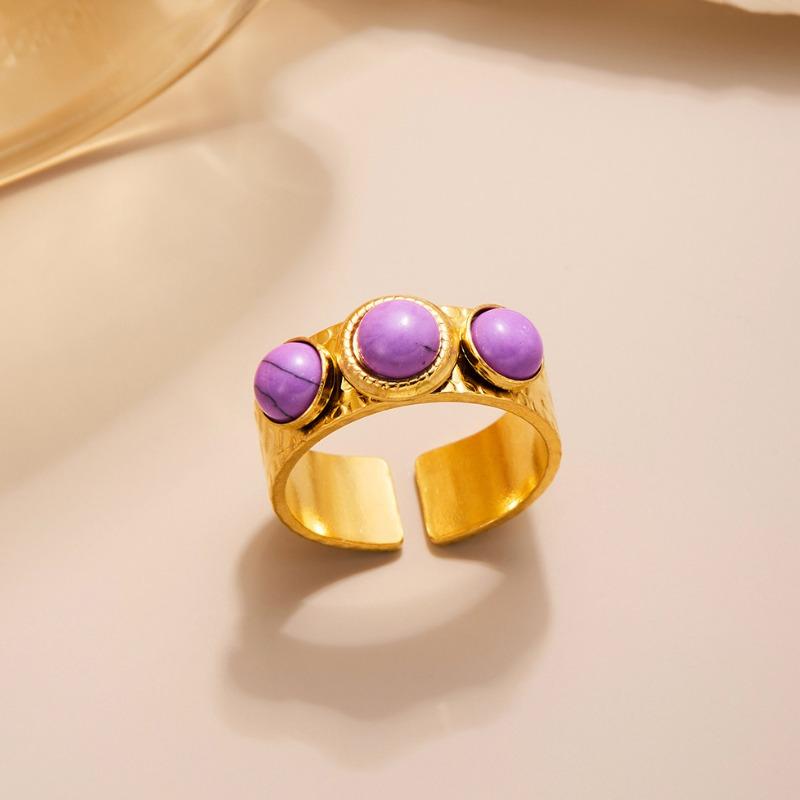 Europäischer und amerikanischer Titanstahlring mit Blumenöffnung, vergoldeter High-End-Zeigefingerring, farbenfroher, vielseitiger Ring, Schmuckgeschenk