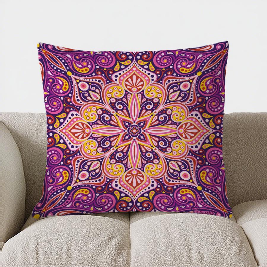 Colorful Floral Pattern Doublesided Printed Pillow Cover Short Plush Suitable Living Rooms Bedrooms Sofas Throw Cushion Cover
