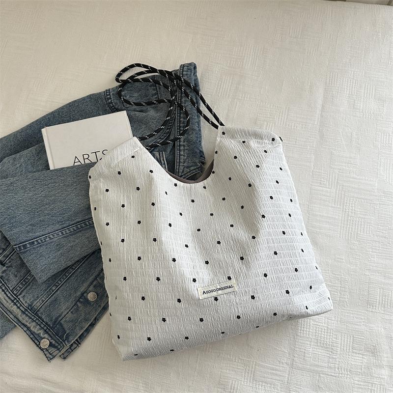 

Женская сумка 2025 новая летняя простая повседневная сумка-тоут холщовая сумка классический горошек на плечо мессенджер модная сумка