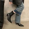 Women's 2025 Autumn Fleece-Lined High Heel Boots: Pointed Toe, High Ankle, Slim Design.