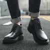 Martin Boots Men's British Style Mid-help Casual Leather Shoes Black Lace-up Tooling Shoes Autumn and Winter New Men's Velvet Shoes