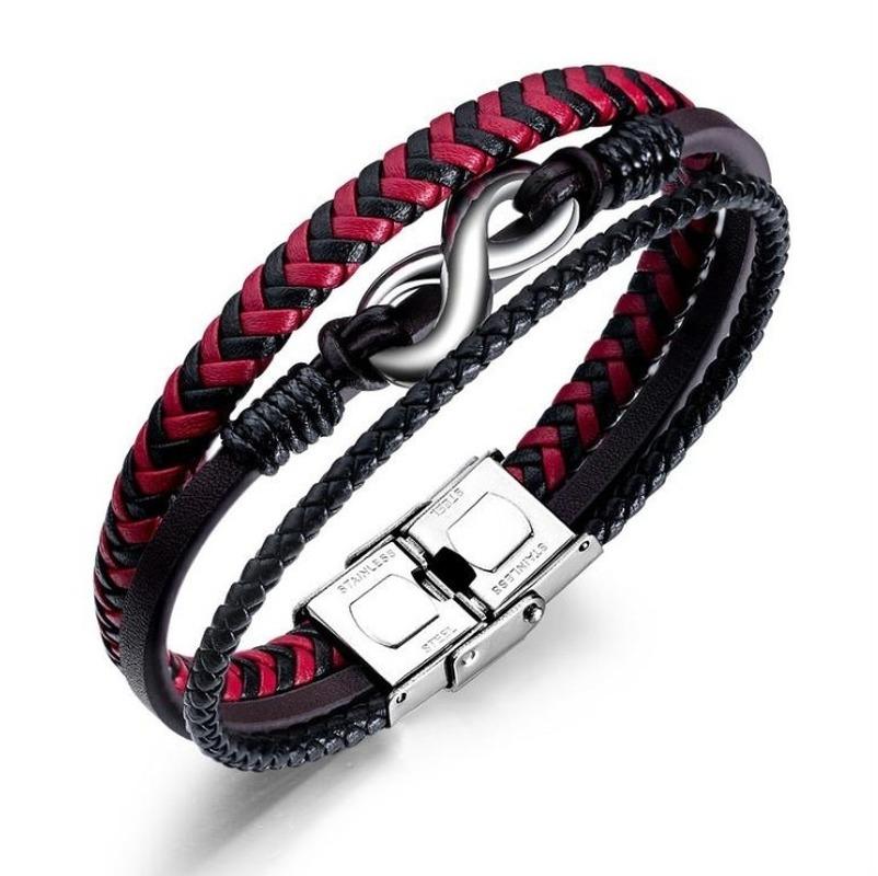 Classic Punk Metal Magnetic Clasp Multilayer Leather Bracelet for Men High Quality Handsome Party Jewelry Male Birthday Gift