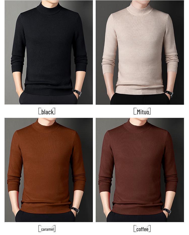 Men's Winter Velvet Pullover Sweater - Anti-Cold, Thick, Half-High Collar, Luxurious, Warm to -15°C