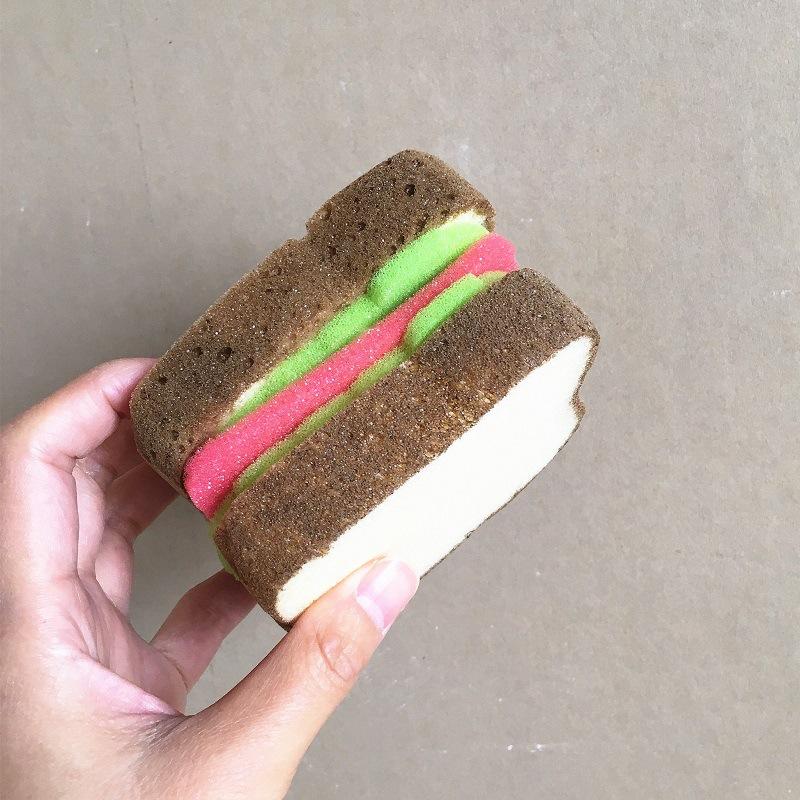 Creative Dishcloth Toast Shape Dish-washing Sponges Scrubber Tools for Pots Dishes Kitchen Household Cleaning Gadget