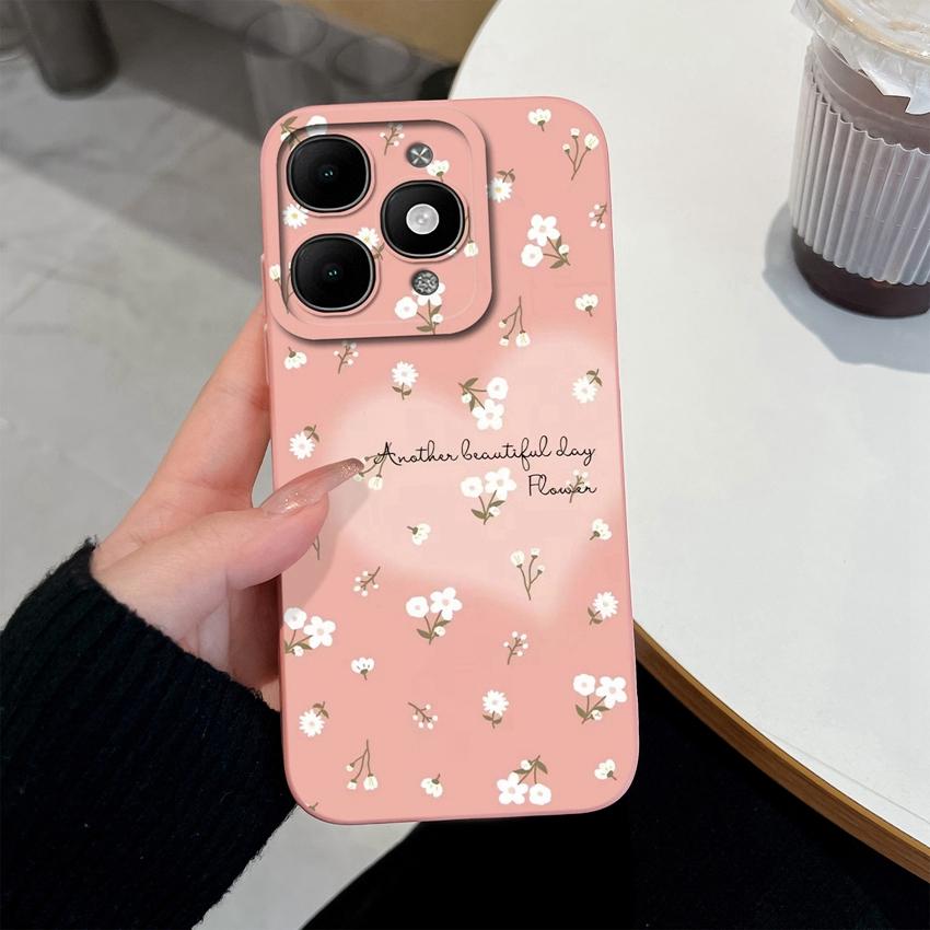 For itel A90 A50C A80 P60 S25 Ultra Power 70 Phone Cover Pretty Flower Pattern Smooth Liquid Silicone Screen Protector Shockproof Case For itel Casing