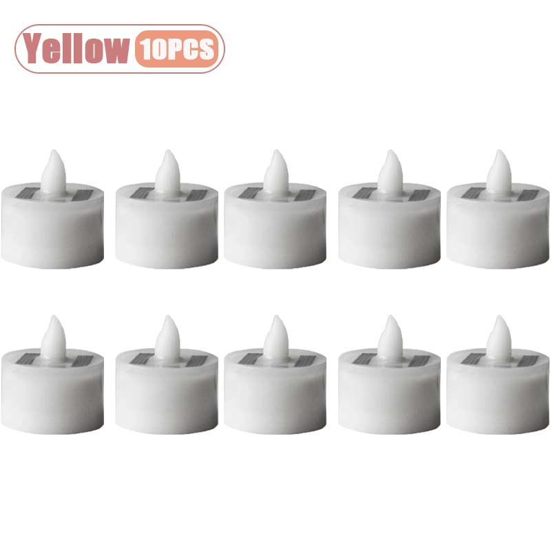Solar Powered Candle Tea Lights Flameless Fake LED Electronic Candles Outdoor Christmas Small Tea Candles Home Decor