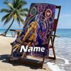 Custom Name Personalized Saint Seiya Print Beach Towel, for Trip Camping Beach Party Home Decor, Birthday Gift for Family & Friends
