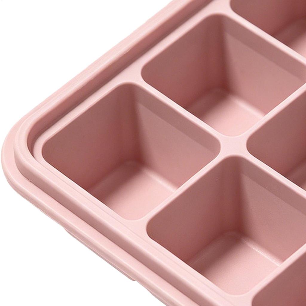 Square Silicone Ice Cubes Tray Mold 15-Grid With Lid Easy Release Food Grade Freezer Ice Molds Frozens Whiskey Ice Cubes Tray