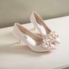 Bridesmaid Wedding Shoes Women's 2025 New Chinese Toast Shoes Red Wedding High Heels Stiletto Beige Blue Bridal Shoes