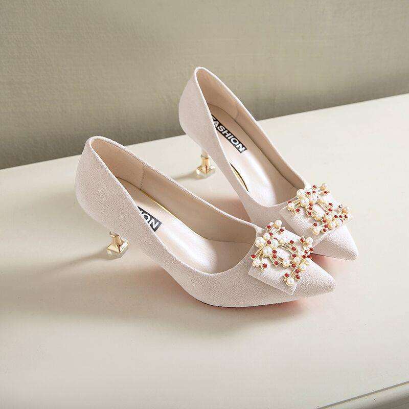 Bridesmaid Wedding Shoes Women's 2025 New Chinese Toast Shoes Red Wedding High Heels Stiletto Beige Blue Bridal Shoes