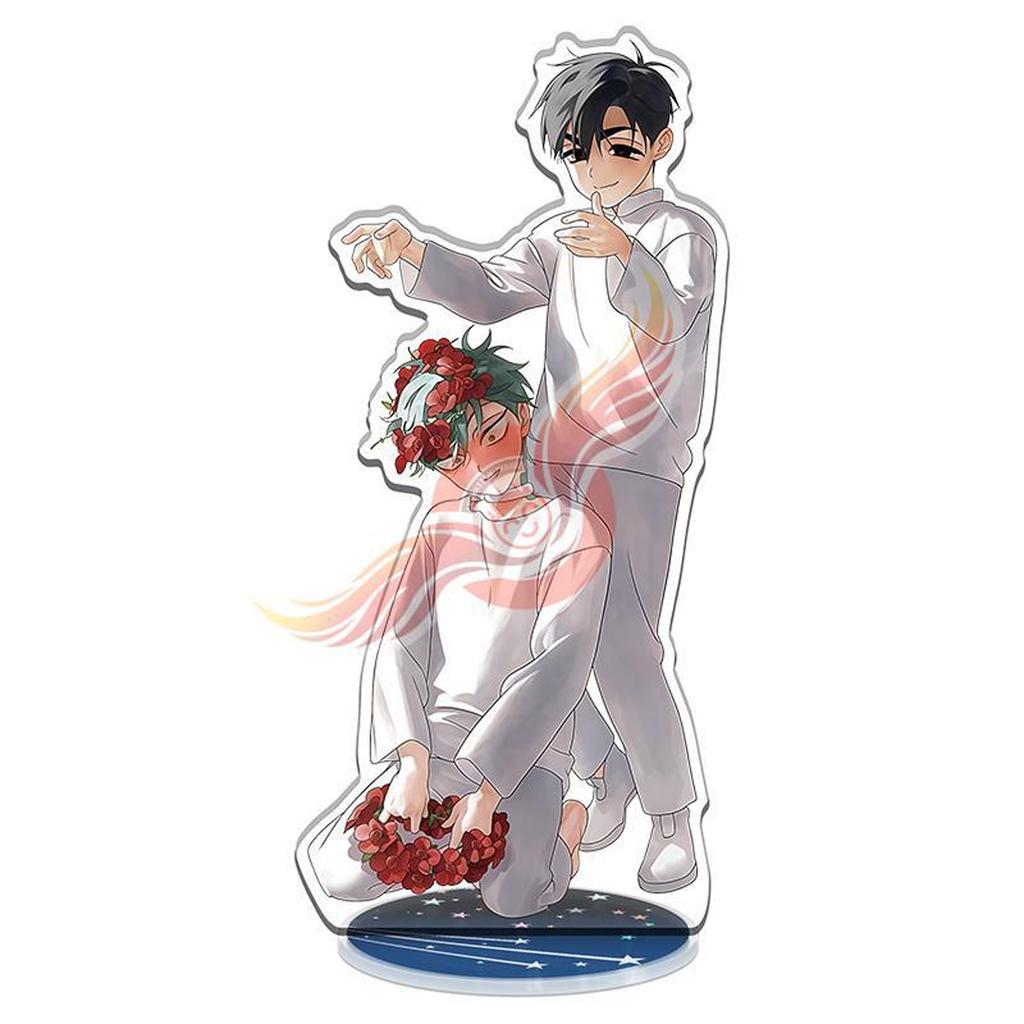 Acrylic Stand Figure Anime Character Display 20CM Height Double-Sided Print Clear Base Decorative Model Stand for Desk Shelf Display