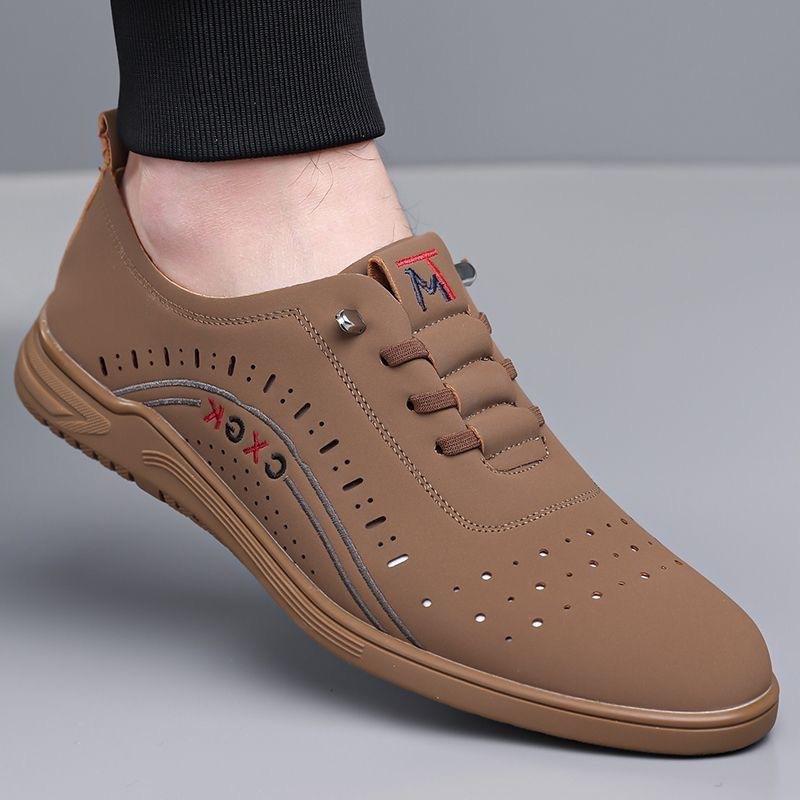 

Summer men s breathable hollow model soft sole soft surface trendy casual shoes versatile little white shoes one pedal men s shoes 44