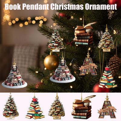 2D Book Pendant, Acrylic Christmas Ornament, Christmas Tree Decoration
