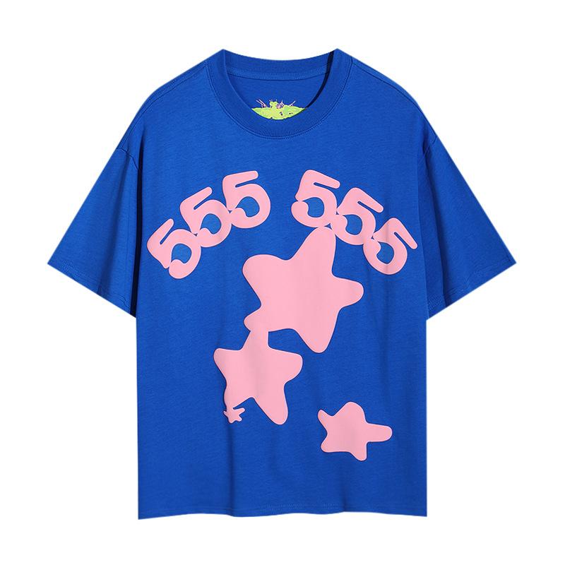 Sp5der hip hop singer Young Thug same foam letter 555555 couple T-shirt Pink short sleeve tee