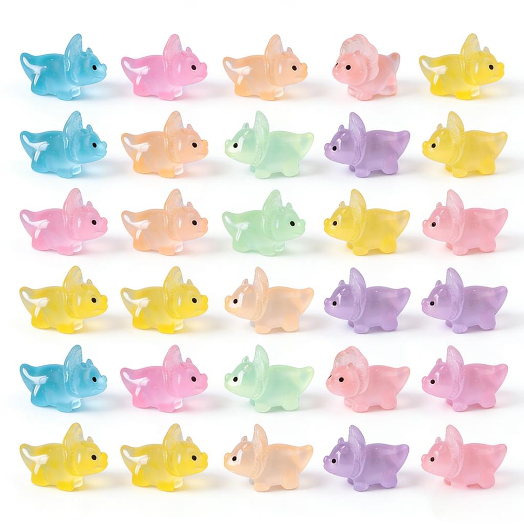 10-300pcs Noctilucent Luminous Dinosaur Resin Triceratops Moss Micro Landscape Figurines Fairy Garden Decoration Home Decor Gift