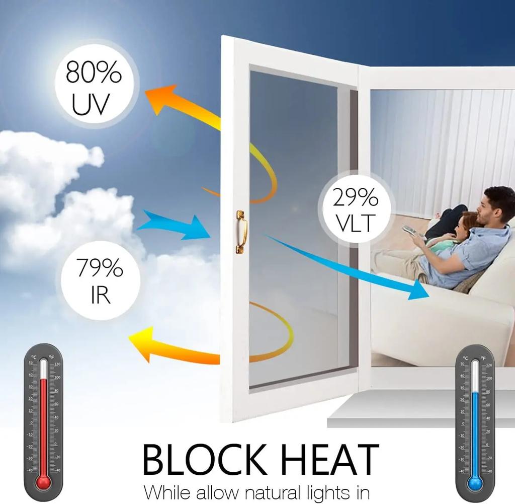 Privacy Window Film One Way Mirror Glass Tint Heat Regulation Sun Uv Blocking Sliding Door Reflective Self Adhesive For Home X