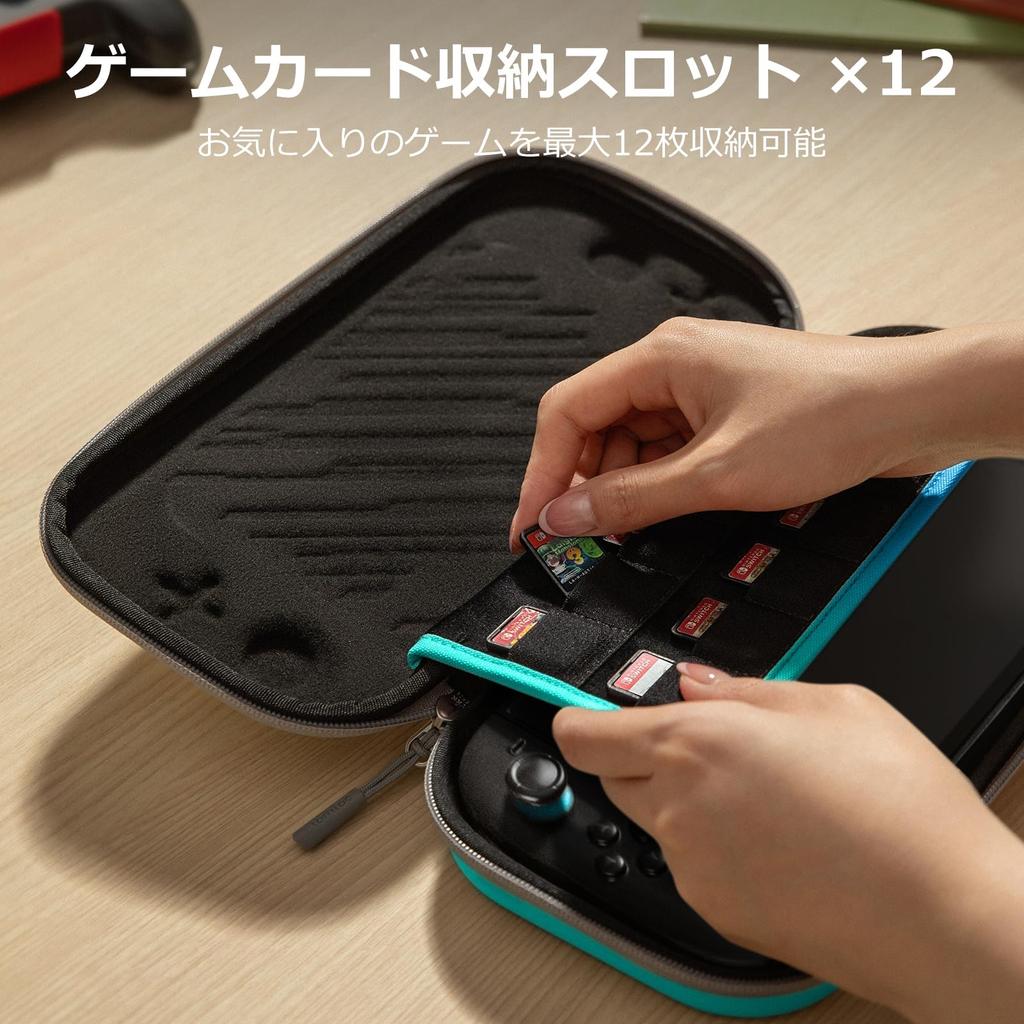 Hard Case for Nintendo Switch 2 by Slim Case for Switch 2 Portable Carrying Hard Holds 12 Game Accessory Neon Blue Tomtoc, 2025, Model, Case,
