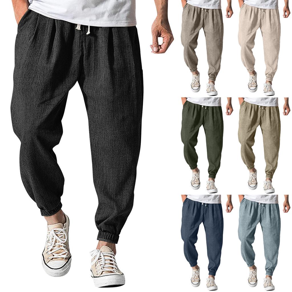 Pánské ležérní volné a pohodlné kalhoty pro volný čas Bavlna, Lněné Knoflíky Kalhoty