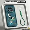 Cute Panda Print Lanyard Case For Xiaomi 14T 13T Pro Redmi Note 15 Pro 4G 14 13 Pro+ 5G Shockproof Bumper Soft Cover