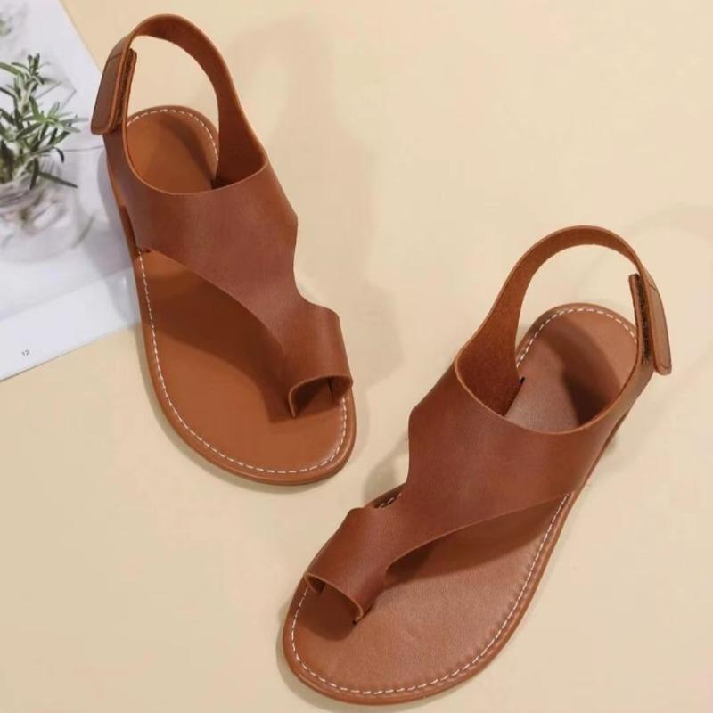 Fashion New Casual Beach Shoes Plus Size Round Toe Toe One Word Buckle Strap Soft Sole Non-slip Outdoor Flat Sandals