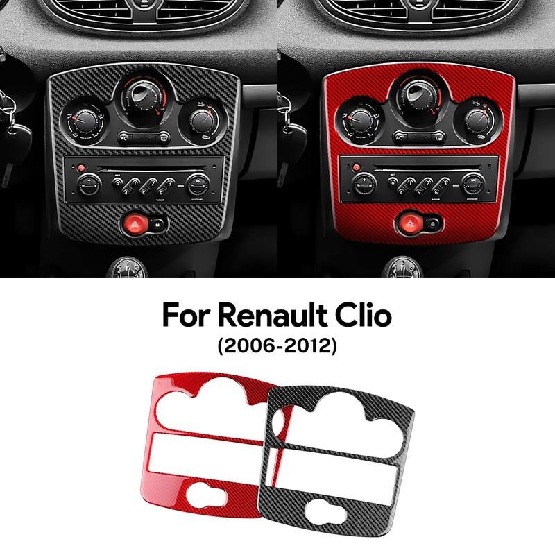 Dashbroad Trim Car AC CD Panel For Renault Clio 3 2006 2007 2008 2009-2012 Center Console Carbon Fiber Sticker Auto Accessories