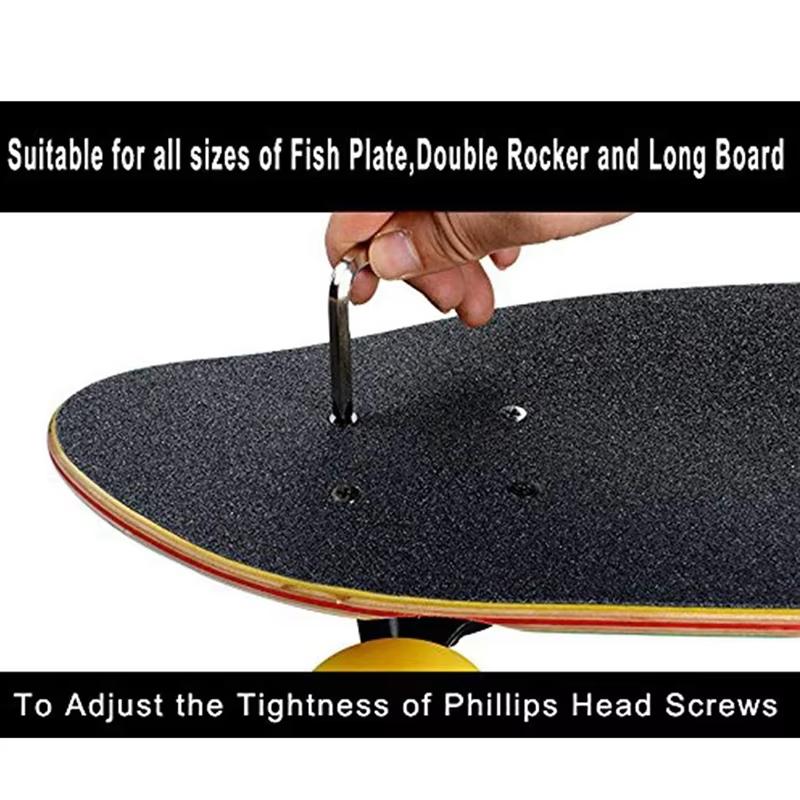 Skate Tools Multi-Function Portable Skateboard T Shape Accessory with Allen Key Phillips Head Wrench Screwdriver Tools Parts