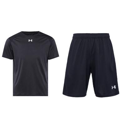 Solid Color Casual Crew Neck Short Sleeve T-Shirt Training Shorts Sports Set Men Sets Black 21500513-001+21500201-001