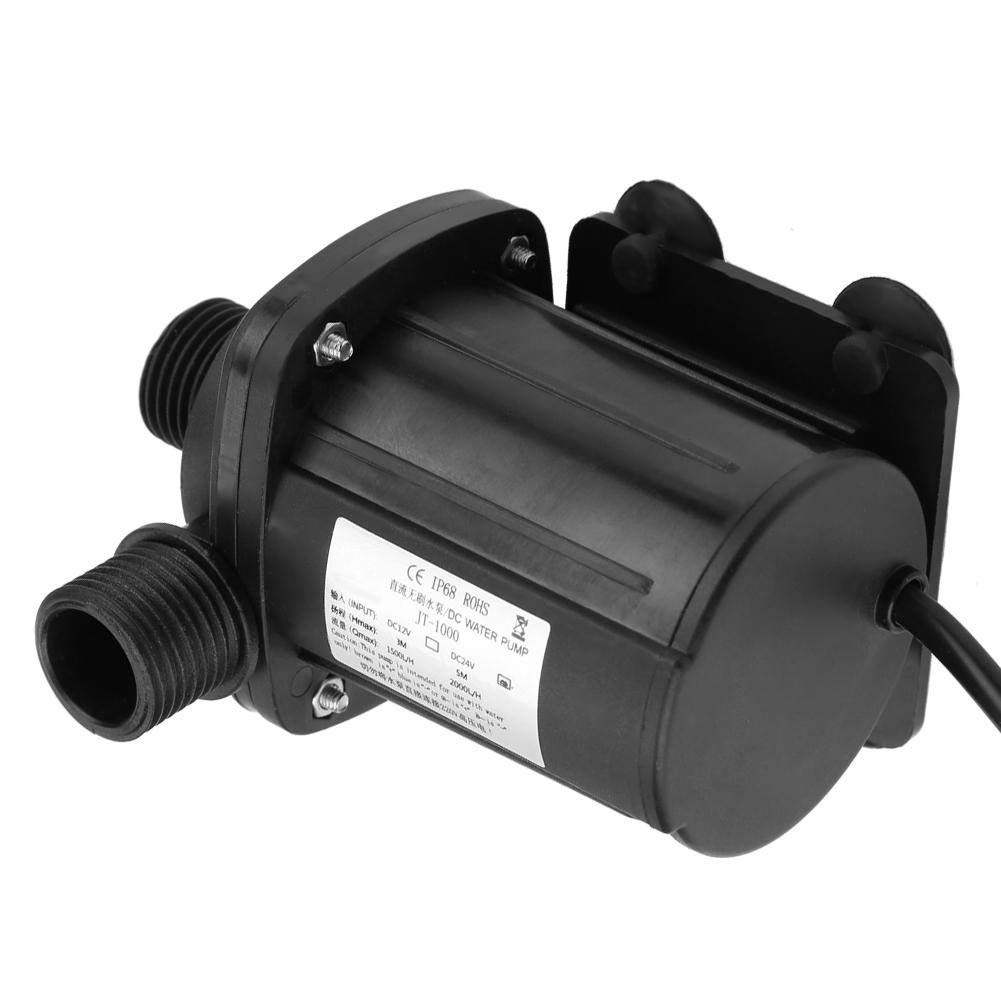 JT-1000B-12 Submersible Pump, DC 12V Brushless Water Pump, 5M Head, Low Noise, Drainage Pump, Practical Boost Pump, for Hydroponics
