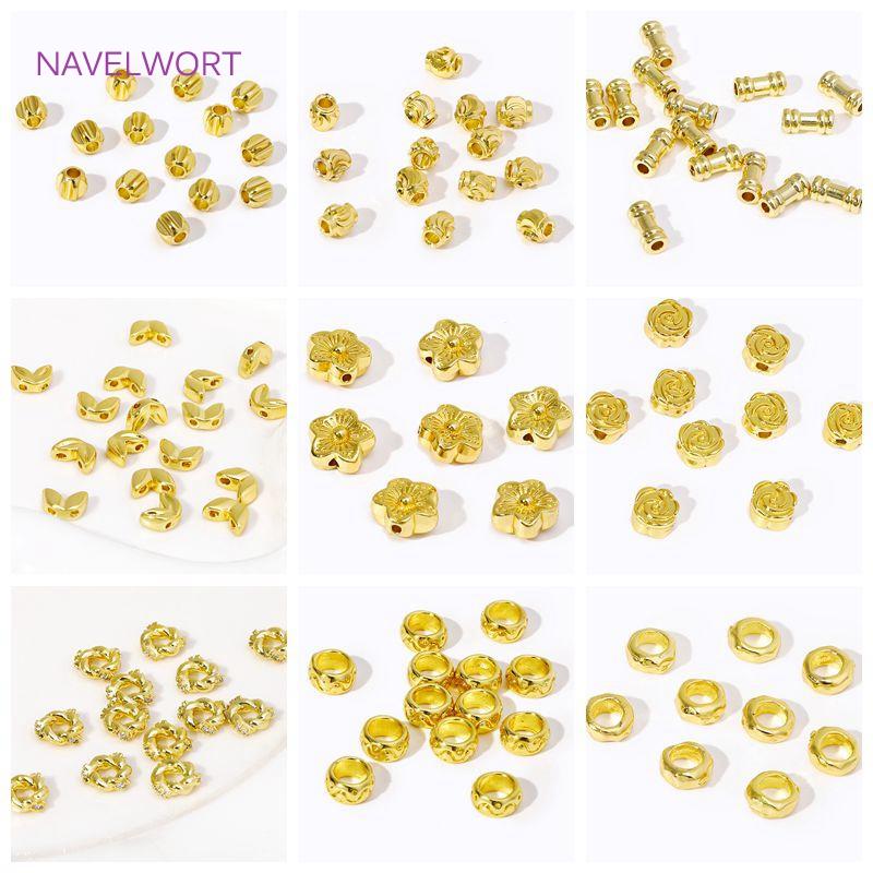 18K Gold Plated Brass Irregular Round Spacer Beads,Separators For Beads,For Jewelry Making DIY Bracelet Making Accessories