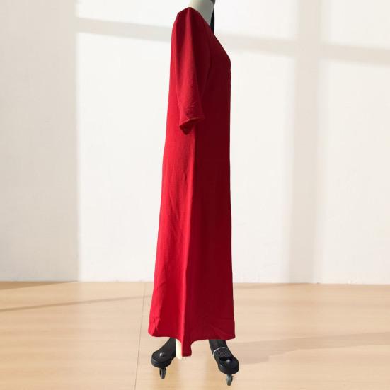Loose Maxi Dress for Women,  3/4 Sleeve Button Up V Neck Casual Long Dress, Summer Flowy Beach Sundress