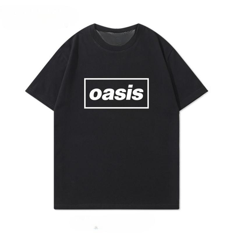 Oasis Oasis Printed T-shirts, Short-sleeved for Men and Women, Pure Cotton Retro Rock Loose Base, Casual Summer Trend
