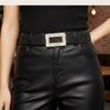 Punk PU Leather Wide Waistband Rhinestone Square Buckle Y2K Girl Waistband Sequin Belt  Party