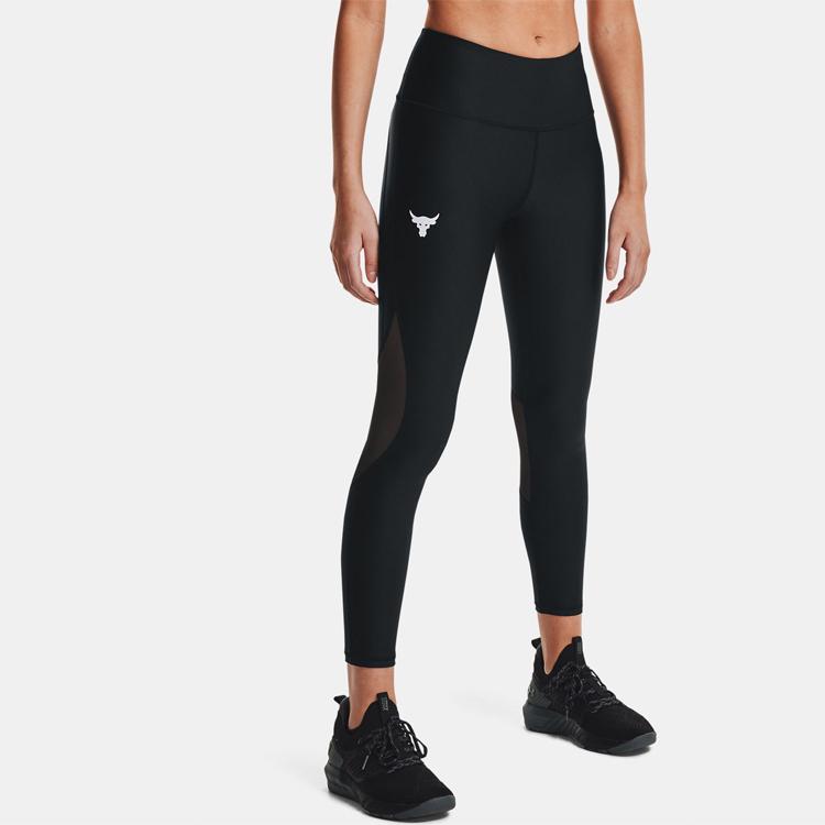 Under Armour Project Rock Training Sport Schnelltrocknende Cropped Fitnesshose Damen Unterteile Schwarz 1361067-001