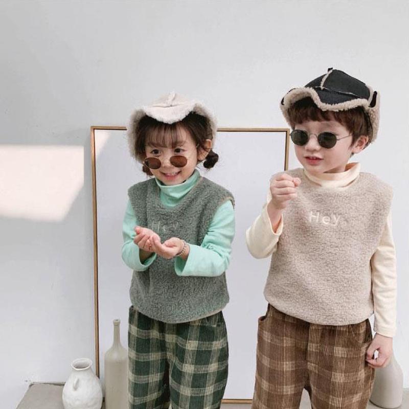 Autumn Winter Outer Wear Boys Girls Children's Velvet Vest Baby Fashionable Waistcoat Kid's Simple