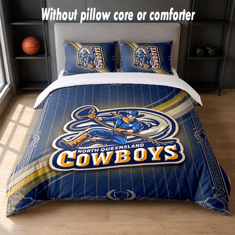 North Queensland Cowboys Design Bett Bettwäsche Set 1 Bettbezug + 2 Kissenbezüge Weich Atmungsaktiv Haushalt Bettwäsche
