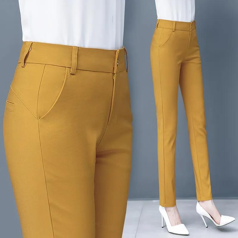 Women Ankle-length Trousers Casual Spring Office Formal Pantalon Slim Skinny High Waist Elastic Pencil Pants Plus Size
